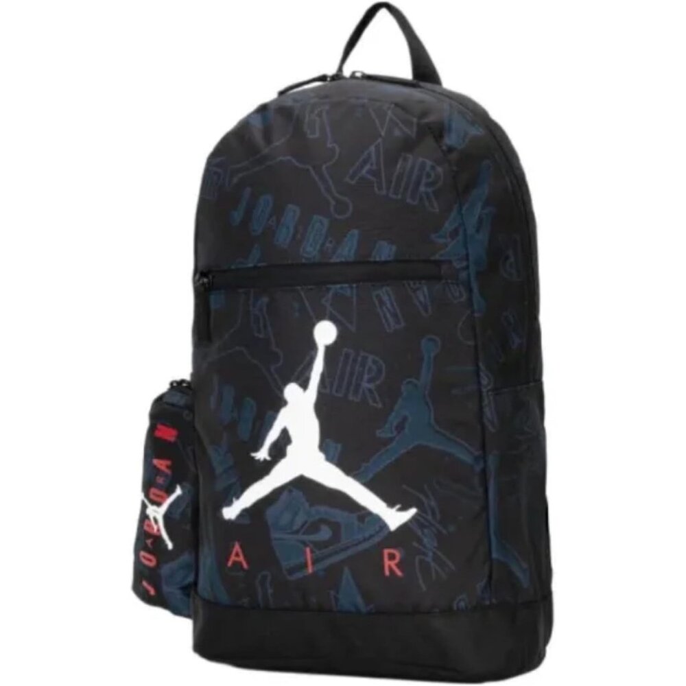 Jordan Black Backpack with Logo Print Pattern matching Pencil Case Included - Picture 6 of 8